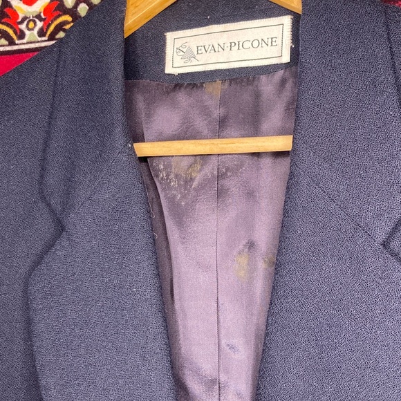 🗝️ Vintage Evan Picone Navy Blue Wool Blazer Size 12 USA Made Classic Jacket - Picture 4 of 8